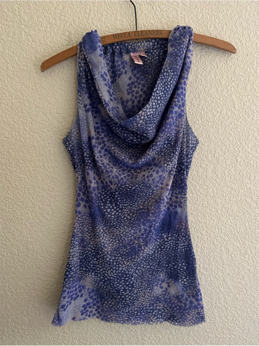 Sweet Pea by Stacy Frati Purple Mesh Cowl Neck Tank Women’s Size Small